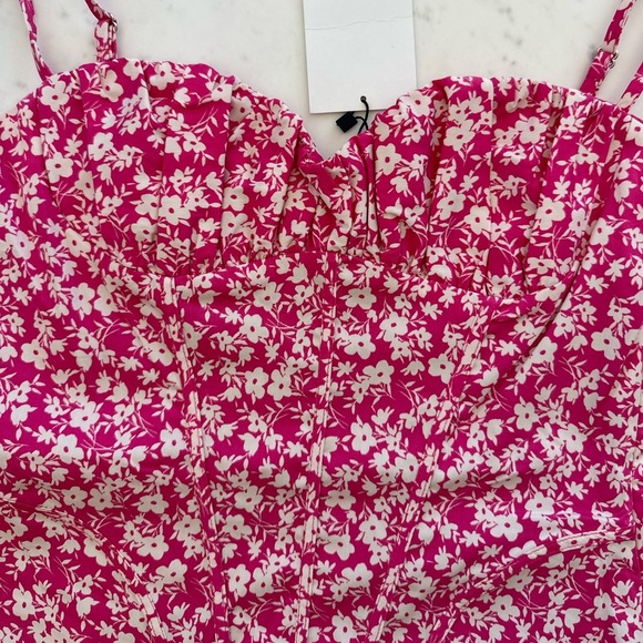 NWT Zara Pink Floral Spagh Strap Bodysuit - Picture 2 of 6